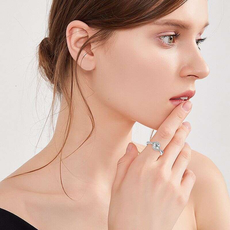 Luxury High-End One fashion Moissanite Ring For Women, Starry Sky Twist Arm, Pure Silver A88