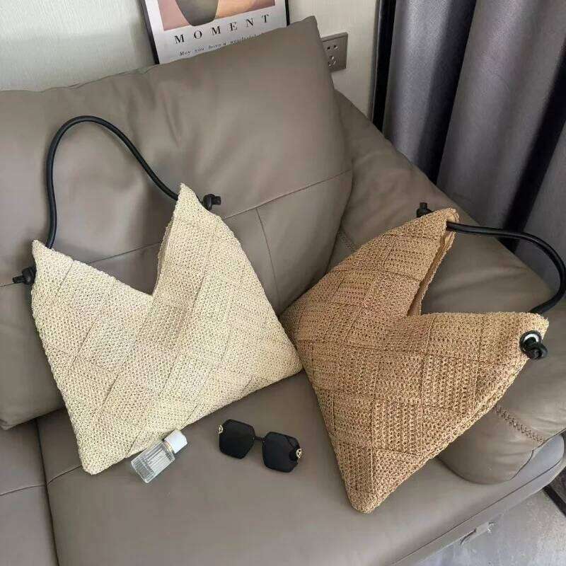 Women's Shoulder Bags Casual Cotton thread Wicker Woven Ladies Handmade Totes Large Capacity Summer Beach Female's Messenger Bag