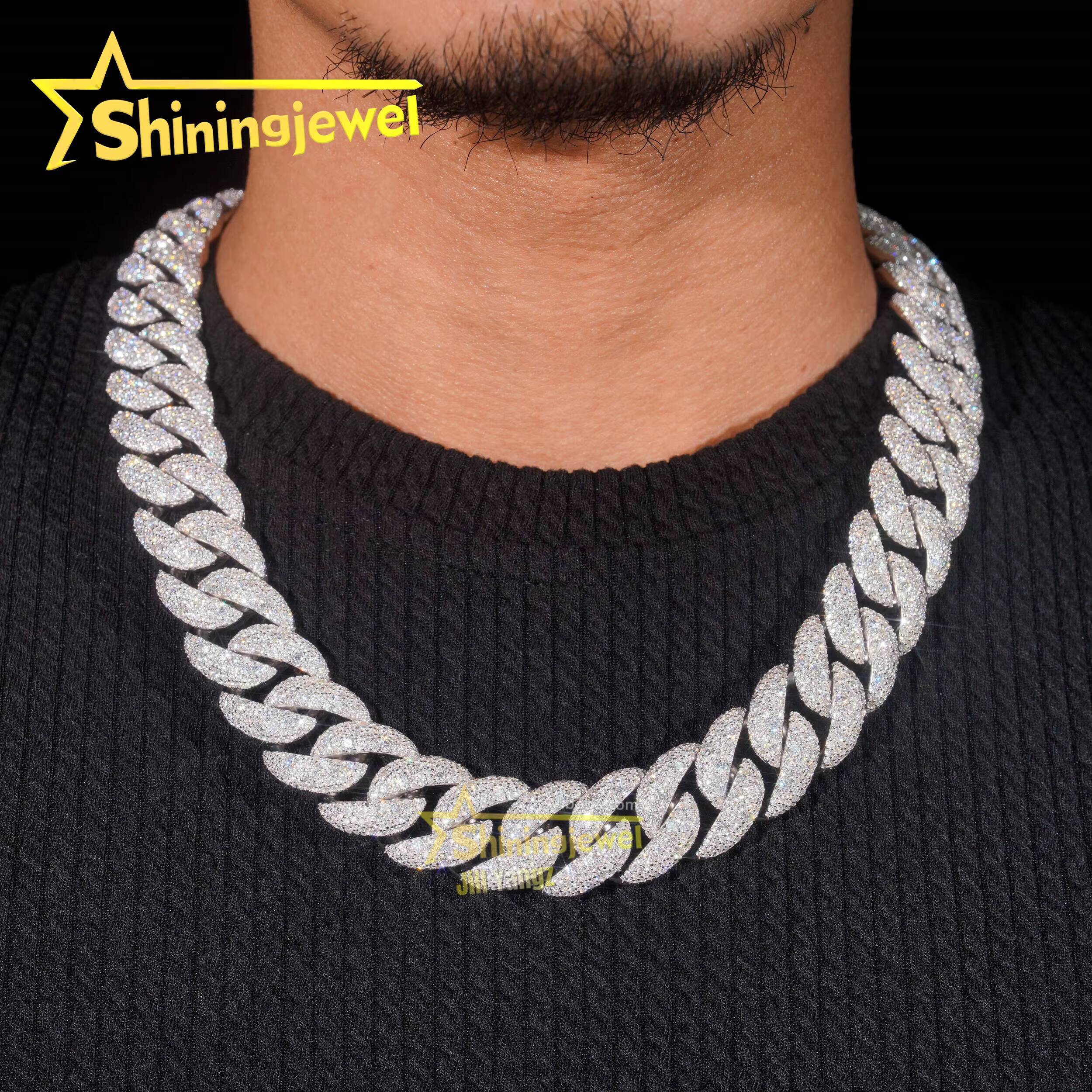 Trending Mosaic 20mm Cuban Links Top Quality Chunky Heavy Rapper Jewelry Iced Out Moissanite Diamond Cuban Chain