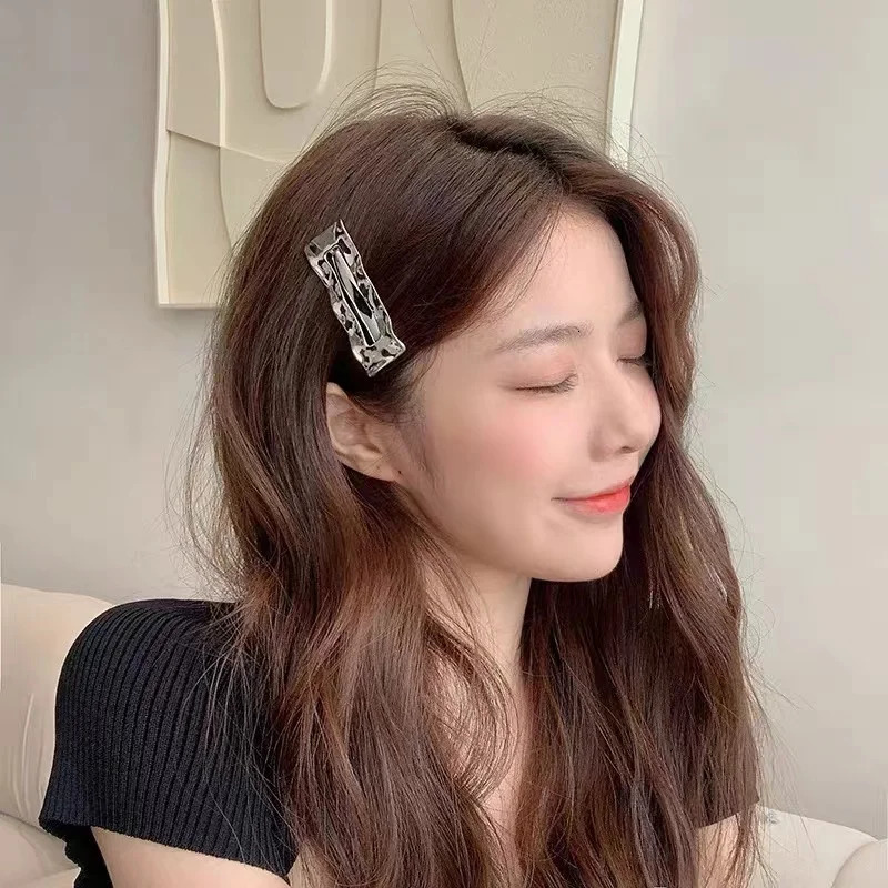 Korean Version of Silver Wave Hair Clip With Side Bangs and Internet Celebrity Style Headwear Edge Clip 250716