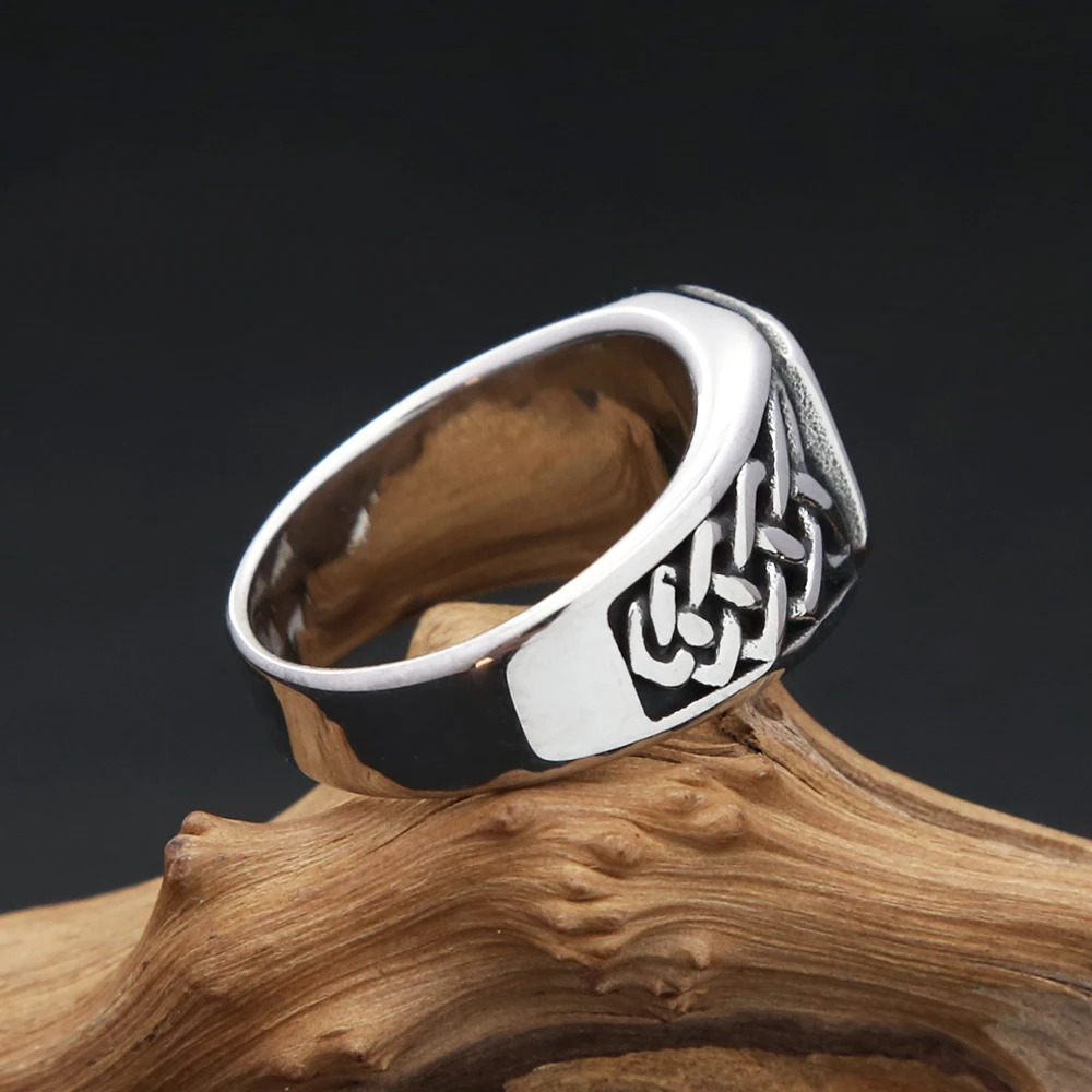 Punk Vintage Square Red Stone Signet Rings For Men Women Stainless Steel Nordic Vikings Knot Rune Ring Fashion Jewelry Wholesale 250716