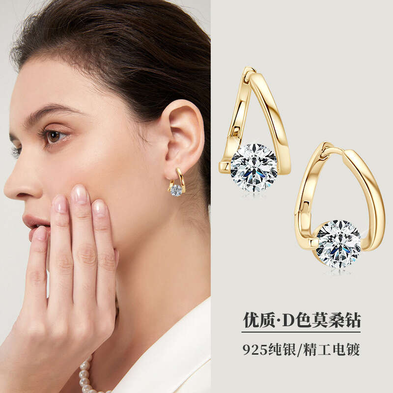 New Korean INS Style Irregular Fashionable Light Moissanite Sier Earrings 590