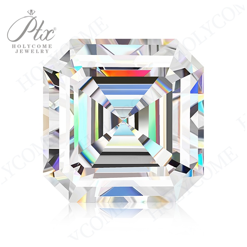 Holycome Wholesale Loose D Color Moissanite Diamond Asscher Cut 0.5CT to 10CT VVS GRA Certificates Lab Synthetic Diamond for DIY Jewelry Making