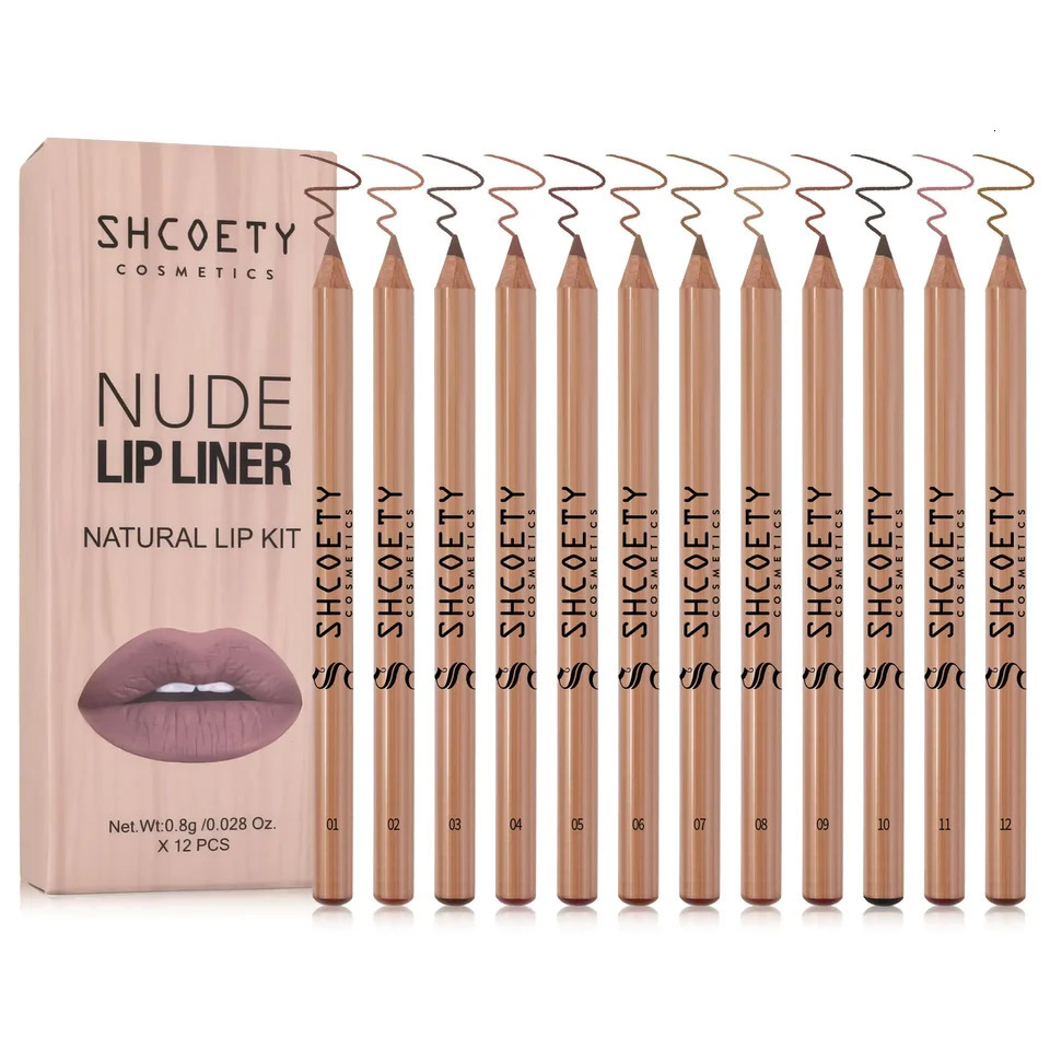 12 Pieces Nude Lip Liner Set Natural Lip Kit Smooth Matte Lipstick Pencils Long-lasting Lip Makeup for Women 250716