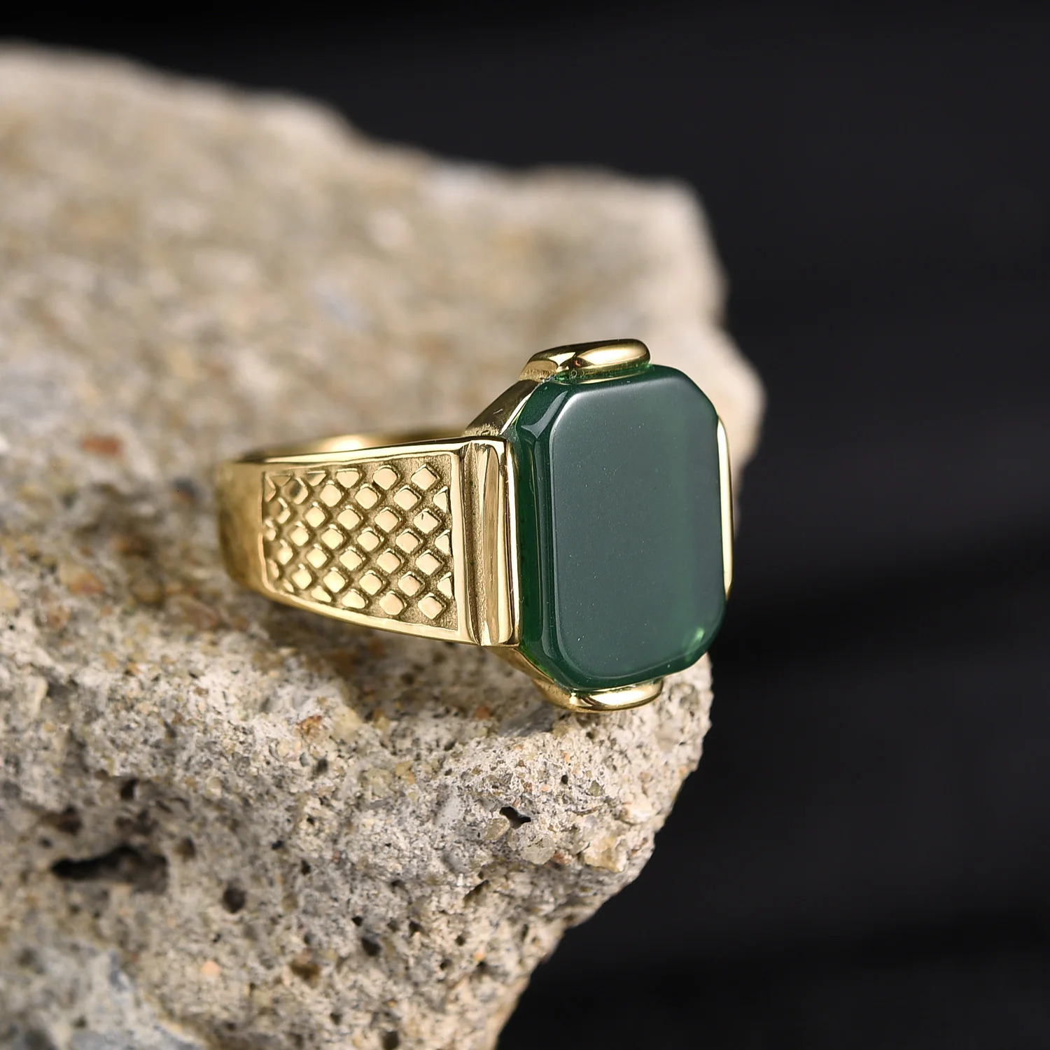 R3351g Mens High Quality Vintage Stainless Steel Gemstone Styles Ring Jewelry 250716