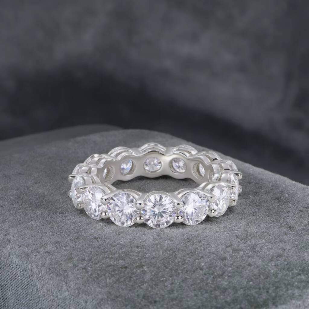 Full Moissanite Diamond Ring White Gold Plated Silver Ring 925 Sterling Sliver Women Wedding Engagement Jewelry