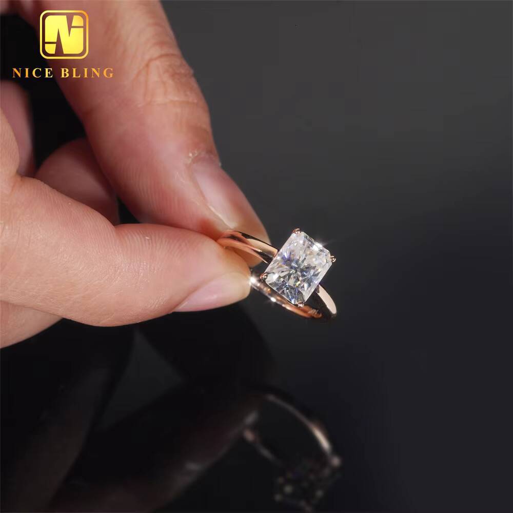Luxury Radiant Cut Diamond Wedding Rings Women 14K Real Gold VVS Moissanite Engagement Ring for Women