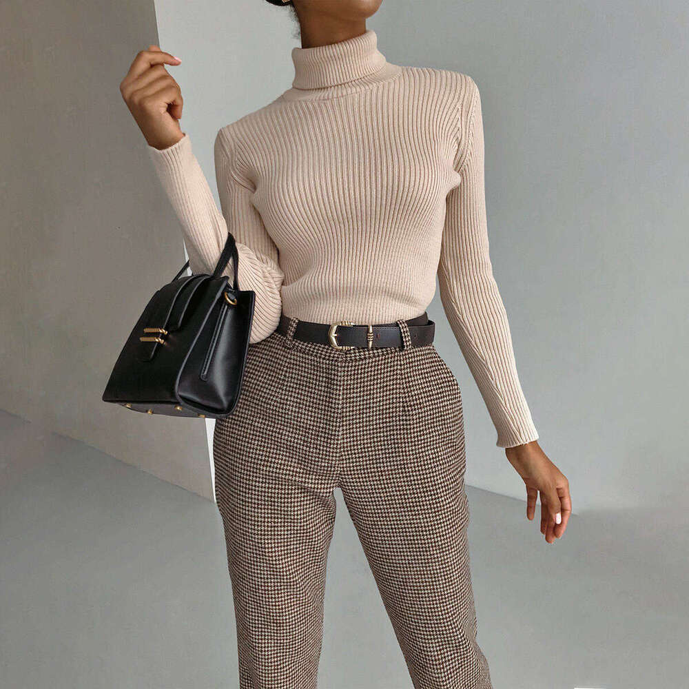 Long Autumn Winter Knitted Base Shirt Slim Fit Plus Version Turtleneck Pullover Sweater B5