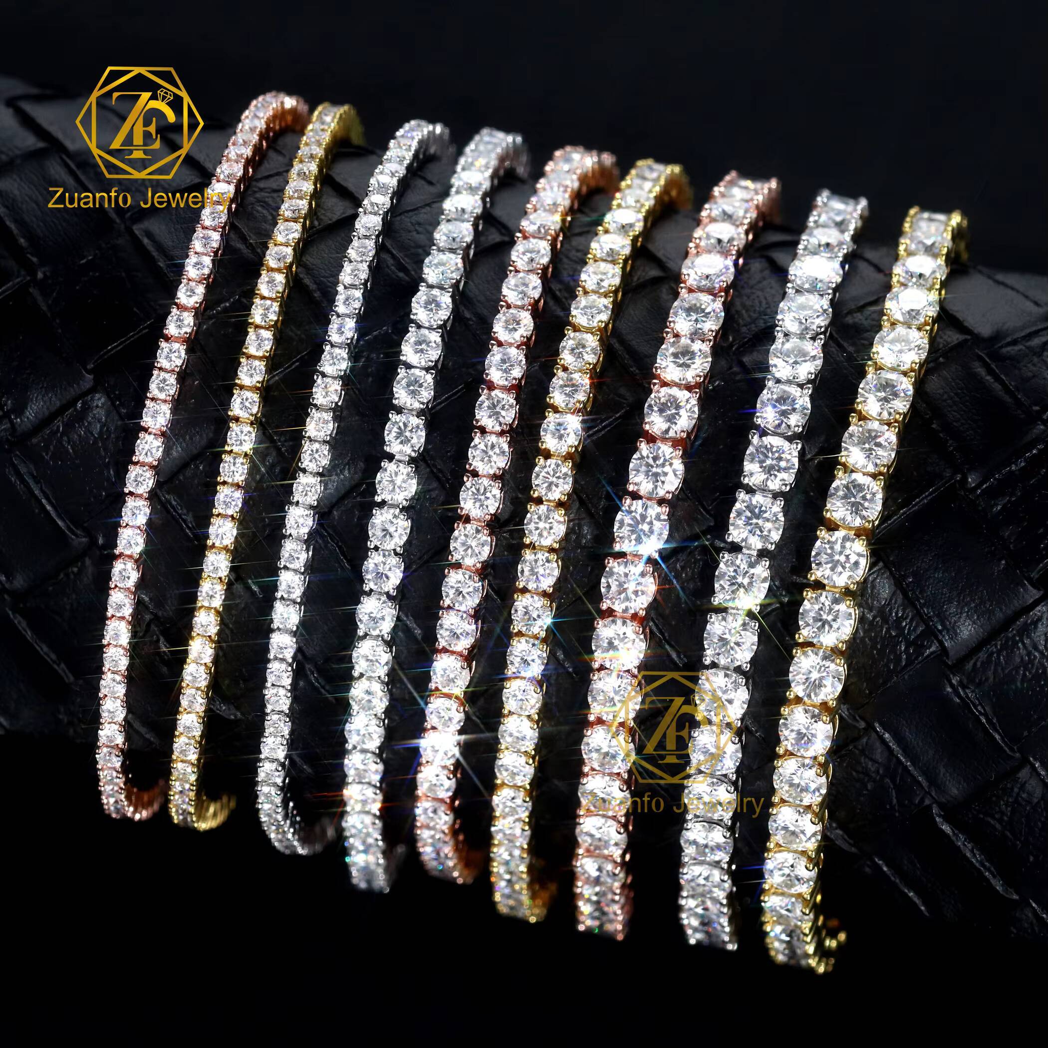 High Quality 10k 14K Gold Hip Hop Tennis Chain 2mm 3mm 4mm 5mm Lab Grown Diamond Bracelet DEF VVS-VS Brilliant Cut
