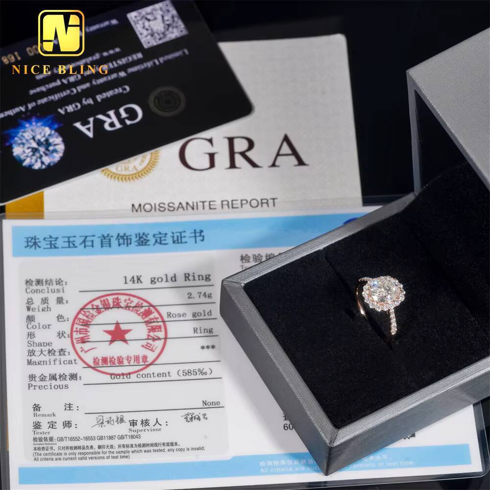 Fashion VVS Moissanite Diamond Wedding Rings 14K Real Gold Wedding Ring Oval Cut Engagement Ring for Women