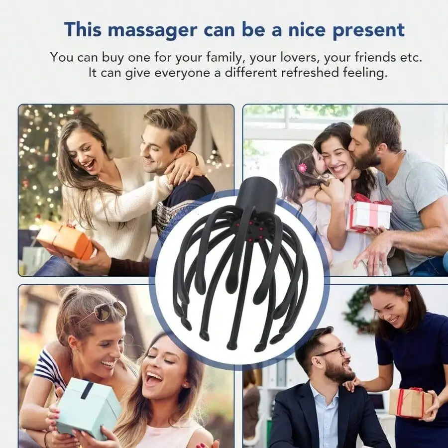 Electric Octopus-Shaped Scalp Massager Hand-Free Head Scratcher For Relieving Hair Stimulation. Rechargeable And Stress Relief 250716