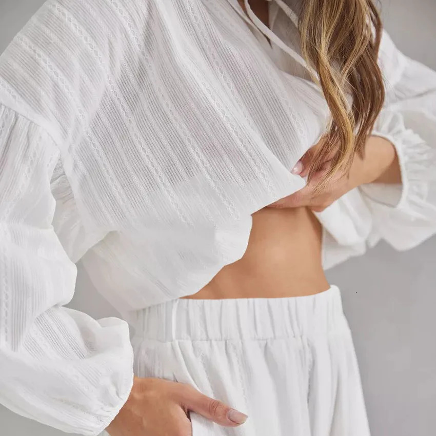 Autumn In 100% Cotton Pyjama loose Long-sleeved Trousers Sets 2Pcs Outfit Sleepwear Womens Pajamas Breathable Nightwear 250715