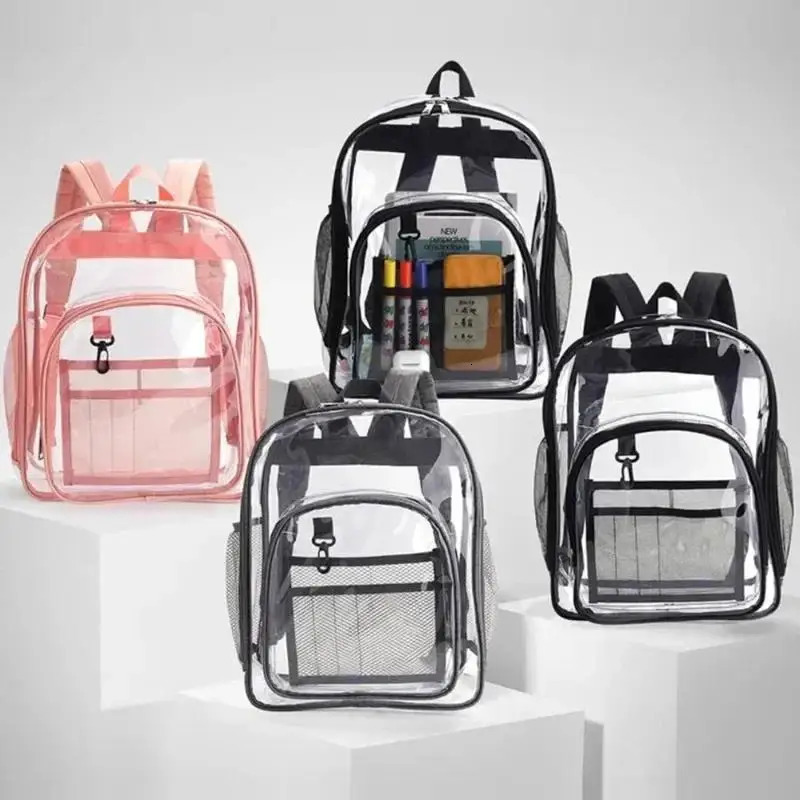 Transparent PVC Backpacks Outdoor Sport Large Capacity Bag Easy To Clean 250714