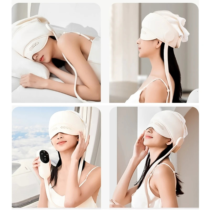 Head and Eye Massage Caps Air Pressure Head Massager with 4 Massage 3 Heat Settings Electric Eye Massager for Relax 250716