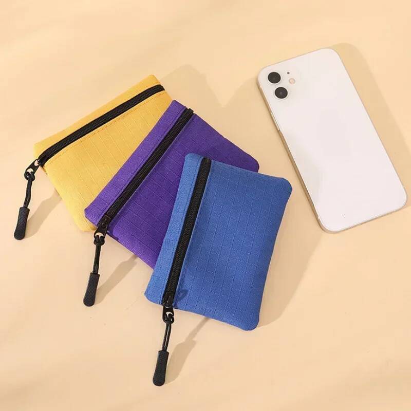 Canvas Simple Zipper Kid Storage Pouch Money Pocket Solid Color Coin Key Bag Women Men Cute Wallet Mini Purse