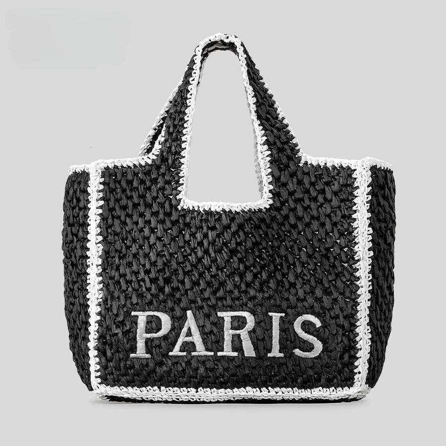 Fashion Hollow Out Straw Women Shoulder Bags Designer Letters Weave Lady Handbag Casual Handmade Summer Beach Large Tote Bag