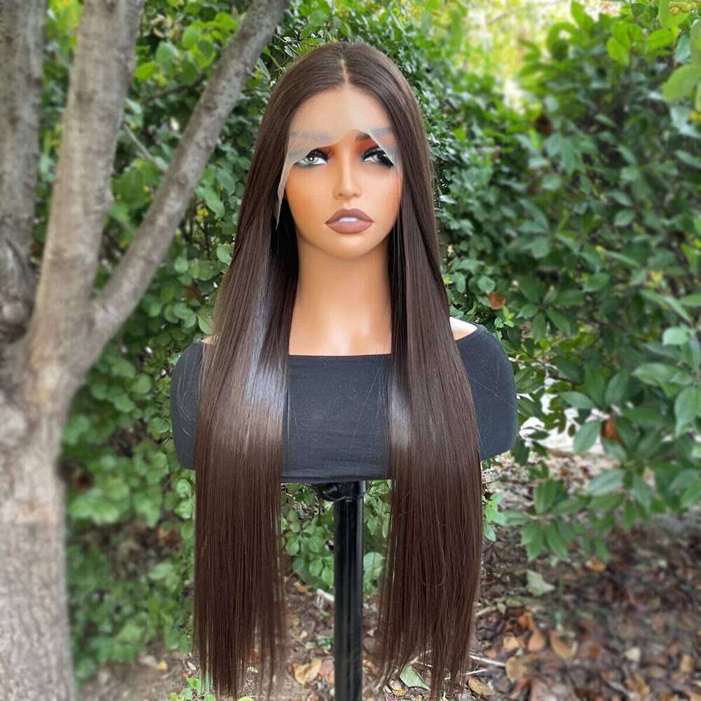 Japan Natural Black 13X4 Synthetic Lace Front For Women Heat Resistant Hair Glueless Wigs 26 Inch Long Straight Wig 150%