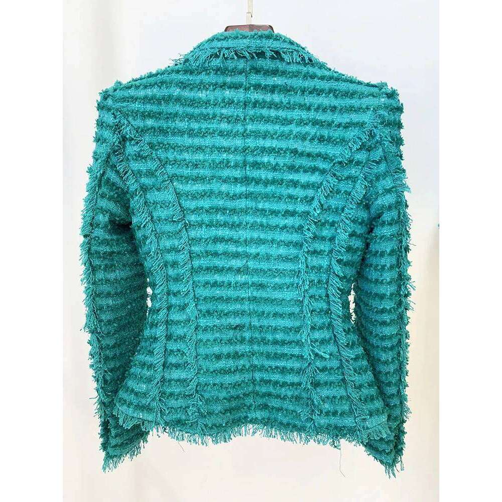 HIGH STREET Newest 2024 F/W Designer Jacket Women's Slim Fit Tassel Fringed Tweed Blazer