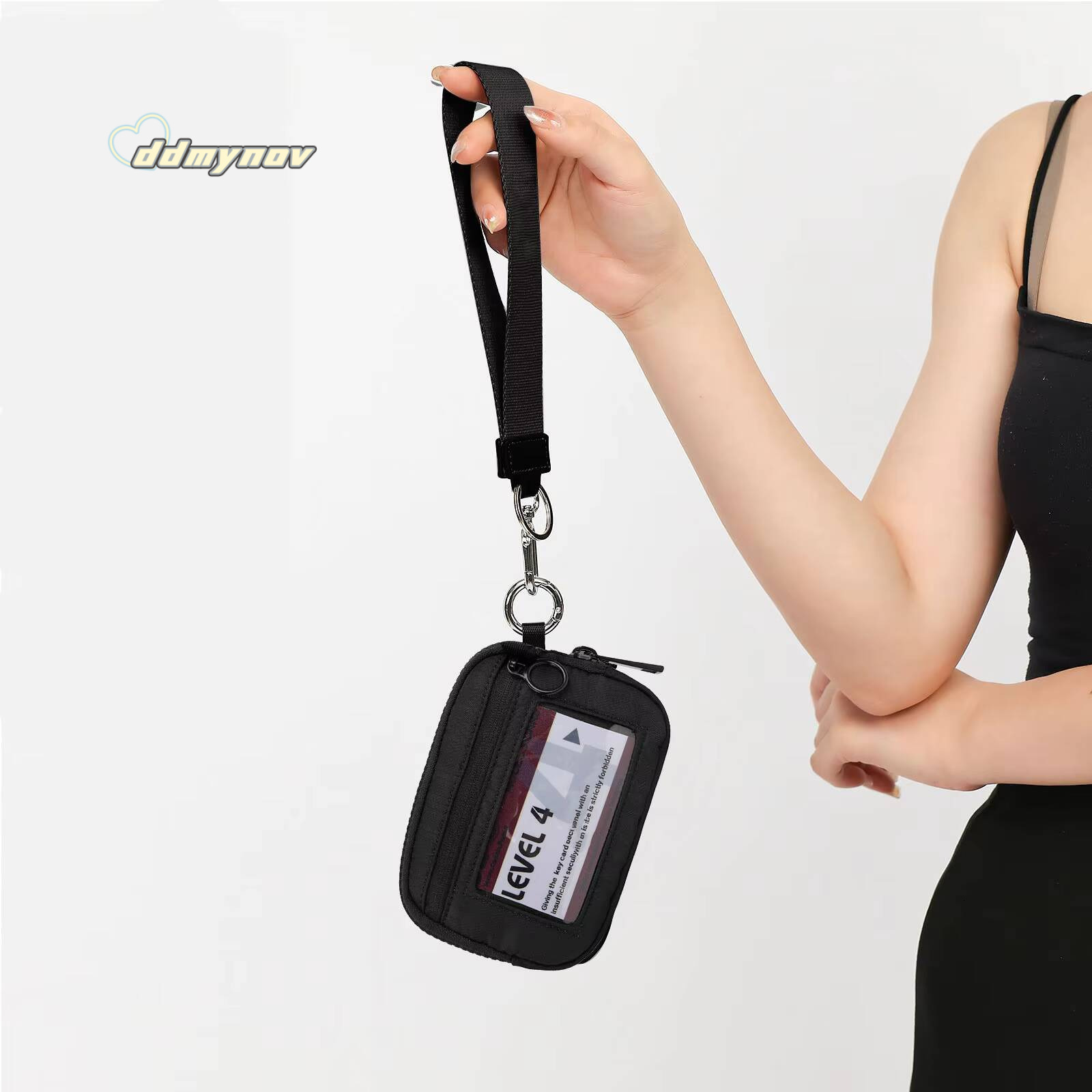 Womens Keychain The Iris Waterproof Nylon Wallet Pouch Wristlet Zip Card Case with Clear ID Window ddmynov