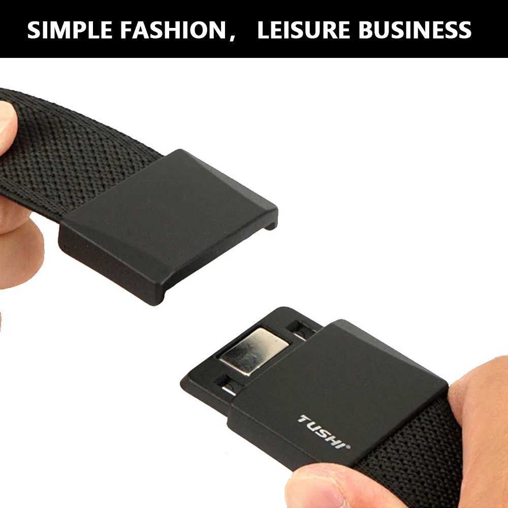 TUSHI New Magnetism Alloy Quick Release Pluggable Buckle Elastic Belts For Men Durable Tactical Belt Cowboy Outdoor Belt Hunting W250717