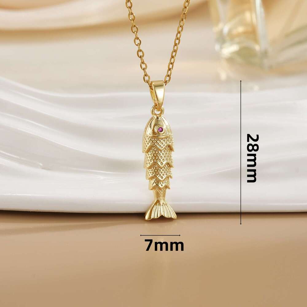 Fashion Versatile Light Personalized Animal Koi Titanium Steel Pendant Necklace Women's Collarbone Chain B40