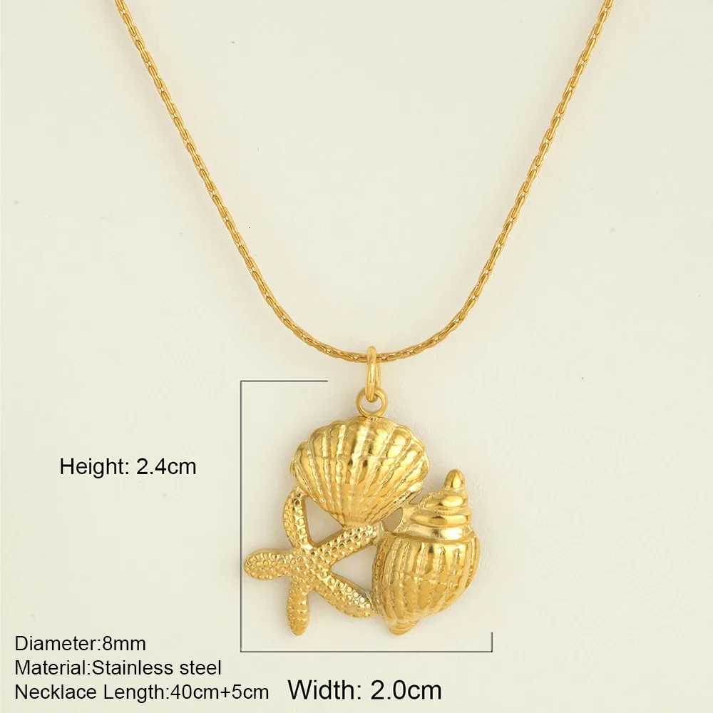 Ocean Series Golden Choker Stainless Steel Pendant Necklace for Women Shell Starfish Pendants Womens Chunky Jewelry Accessories XJ250717