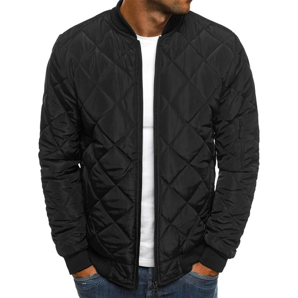 Mens Coat Mens Tops Puffer Long Sleeve Outwear Polyester Quilted Padded Solid Color Stand Collar Warm Winter Zip Up 250715
