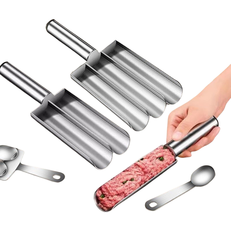 Three-tube meatball maker, 304 stainless steel, household fish ball and shrimp paste mold, rice ball and meat filling cooking scoop