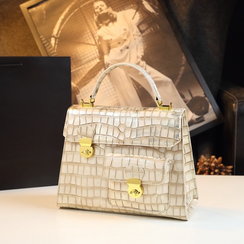 Women's Crocodile Pattern Matte Leather Handbag Free Shipping Designer Luxury New Briefcase Shoulder Crossbody Bag Casual Makeup Bag