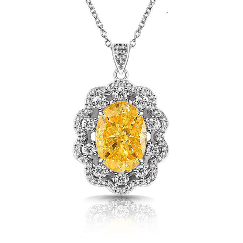 Sparkling Colorful Ice Flower Cut Pigeon Egg Necklace Fashion High Carbon Dia Inlaid Pendant Collarbone Chain b40