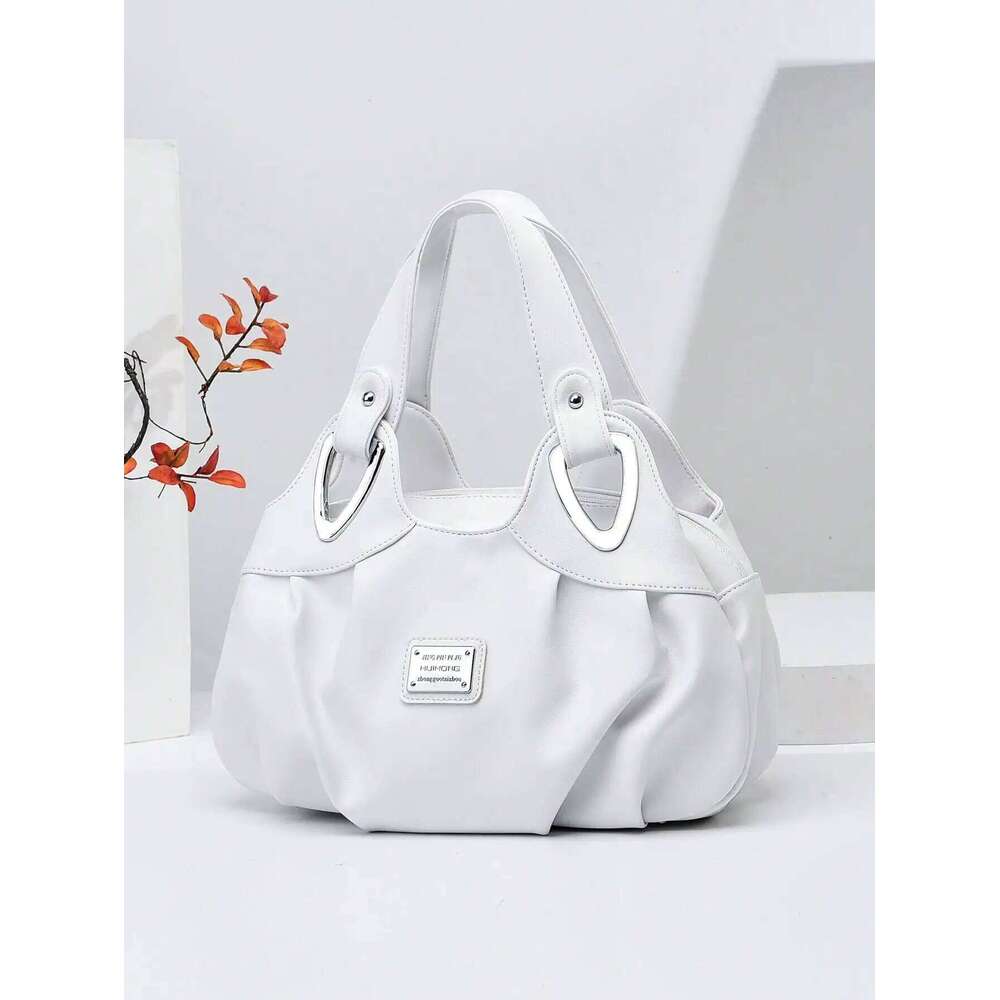 Fashionable and minimalist shoulder solid color large capacity portable tote bag, essential for daily shopping