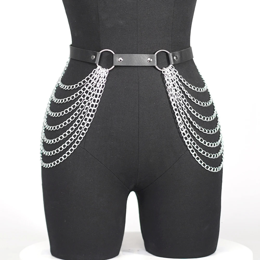Women Sexy Leg Chain Harness garter Belt Waist Corset Belt Leather Harness Waists Thigh Harness Gothic Clothing Accessory 250715