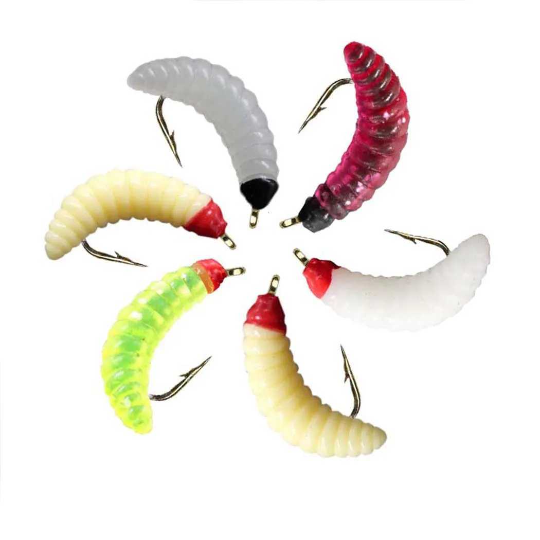 5/10/20Pieces Maggot Fly Fishing Wet Trout Flies Worm Bait for Trout Perch Bass Fishing Fly Insect Lures Z250717
