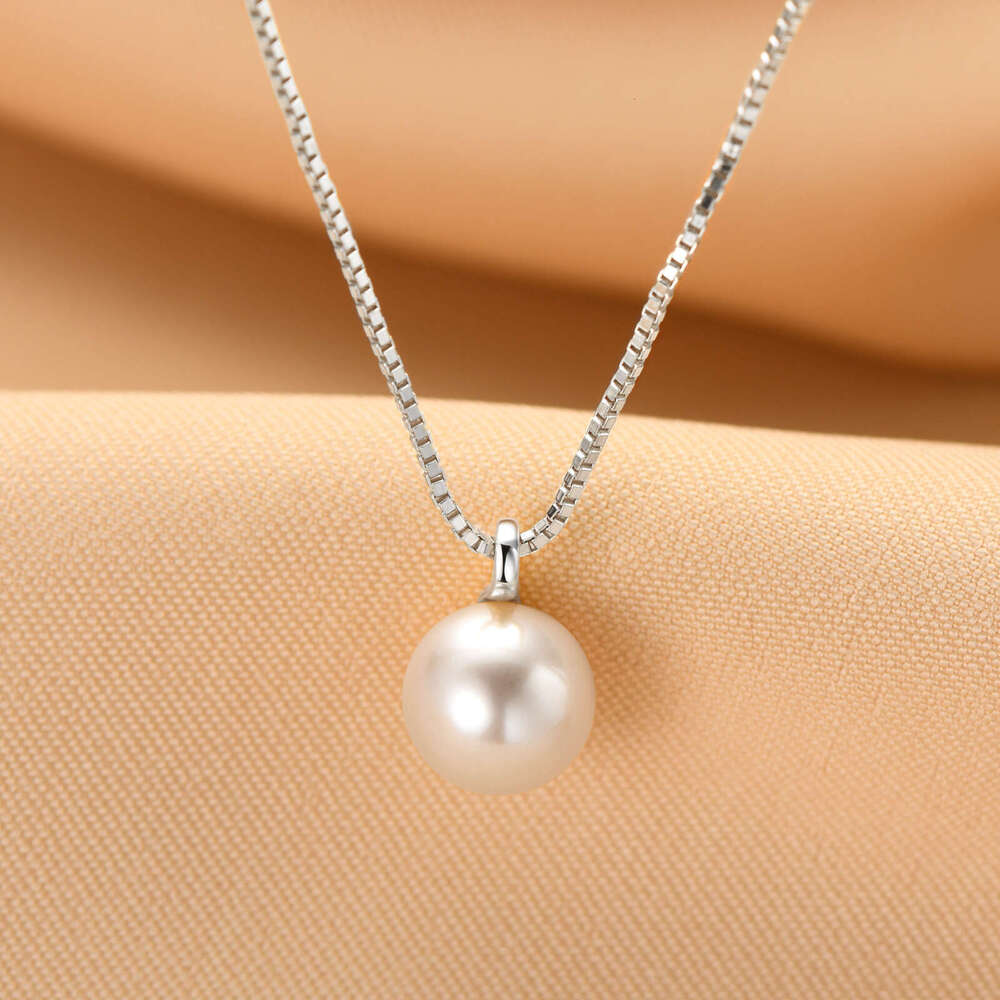 Perfect Round Natural Freshwater Pearl Necklace For Women, Pure Sier Simple Elegant Pendant, Tiktok Live Streaming B3c