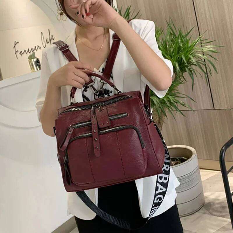 Brand Women Backpacks High Quality Leather Multifunctional Shoulder Bags Girls Fashion Large Capacity School Bag Mochilas