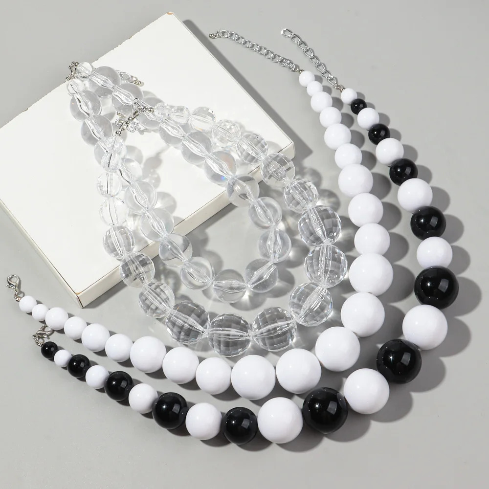 Transparent Acrylic Big Ball Beads Choker Necklace for Women Men Trend Chunky Round Statement Necklace Fashion Jewelry Gift 250716