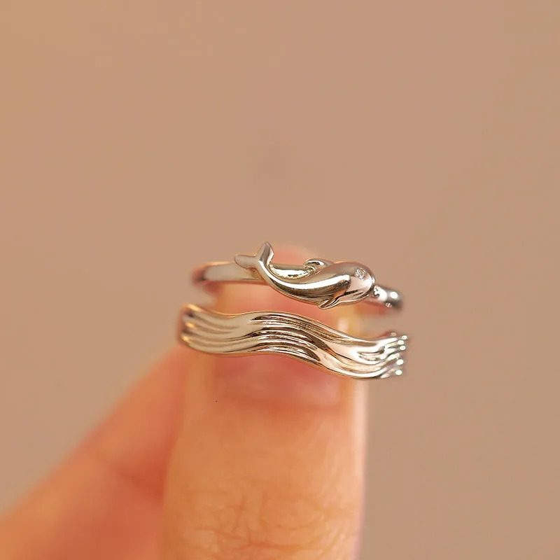 2Pcs Love Heart Electrocardiogram Couple Open Rings For Women Men Lover Black Silver Color Engagement Wedding ValentineDay Gift 250704