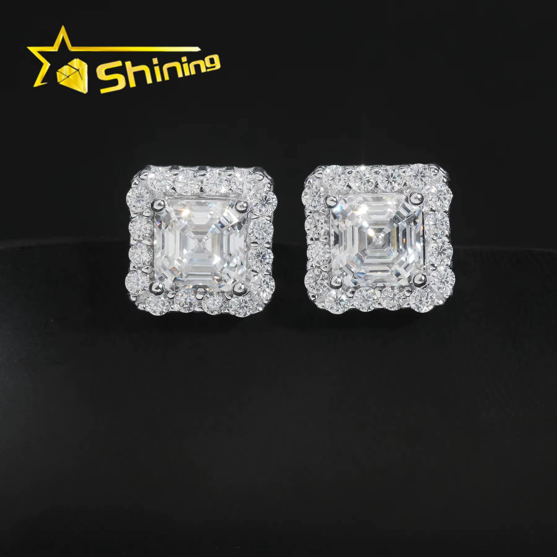 New Style GRA Certified Pass Diamond Tester VVS Diamond Earrings Silver 925 Hip Hop Moissanite Stud Earrings