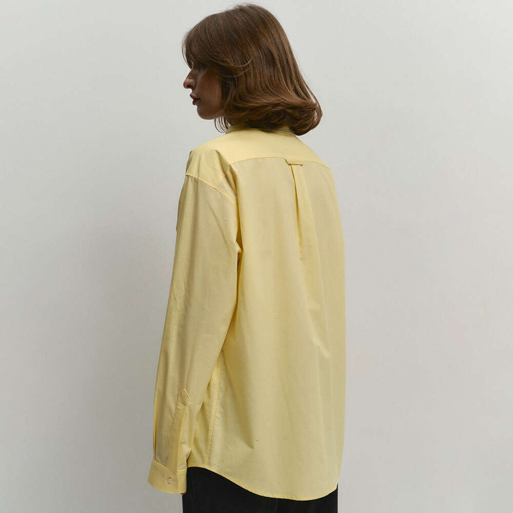 Yellow Spring Summer New Commuter Comfortable Loose Pure Cotton Shirt For Women B5