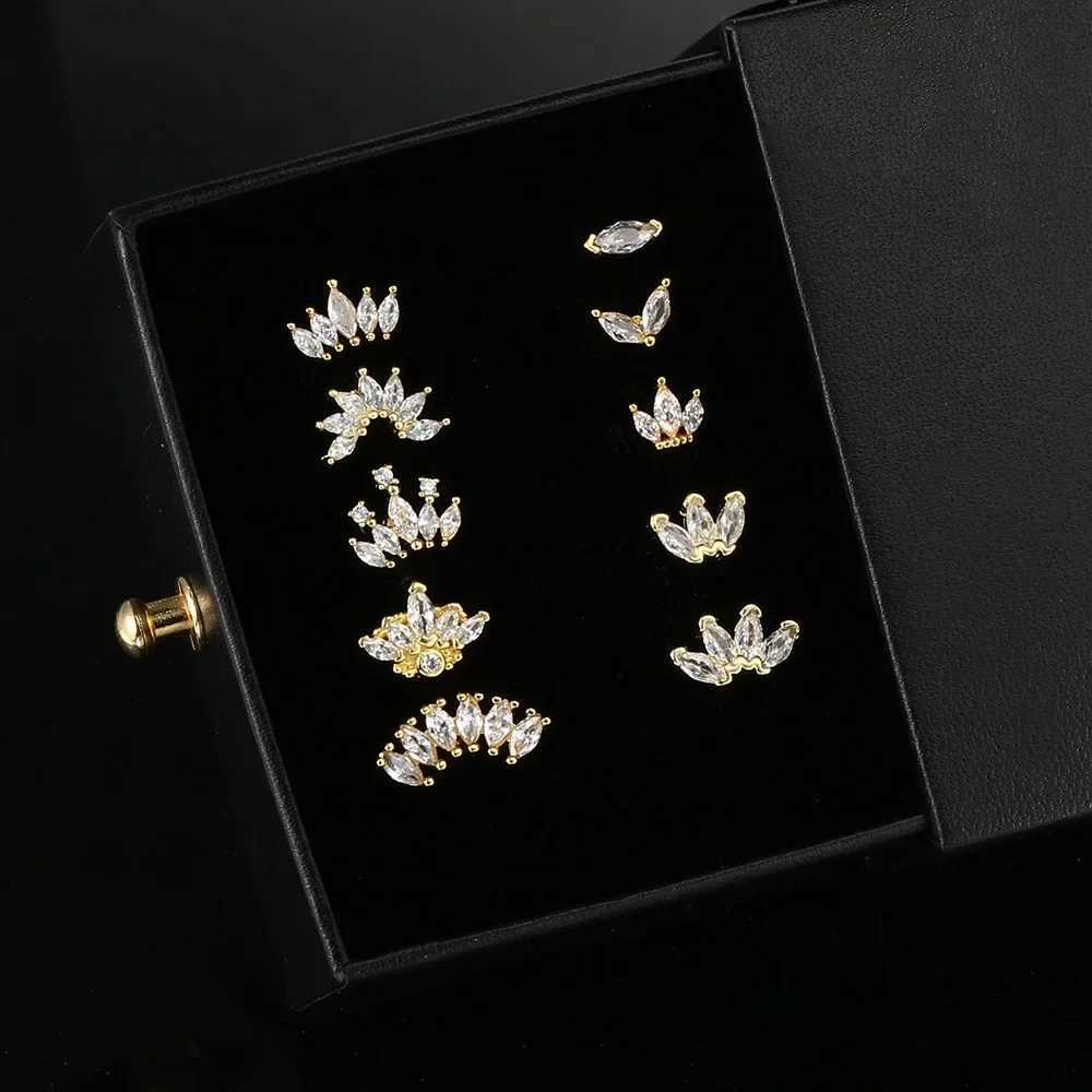 2024 Stainless Steel Stud Women Girl Crown Zircon Pendant Tragus Ear Cartilage Daith Septum Piercing Earring Helix Y2k Jewelry y250715