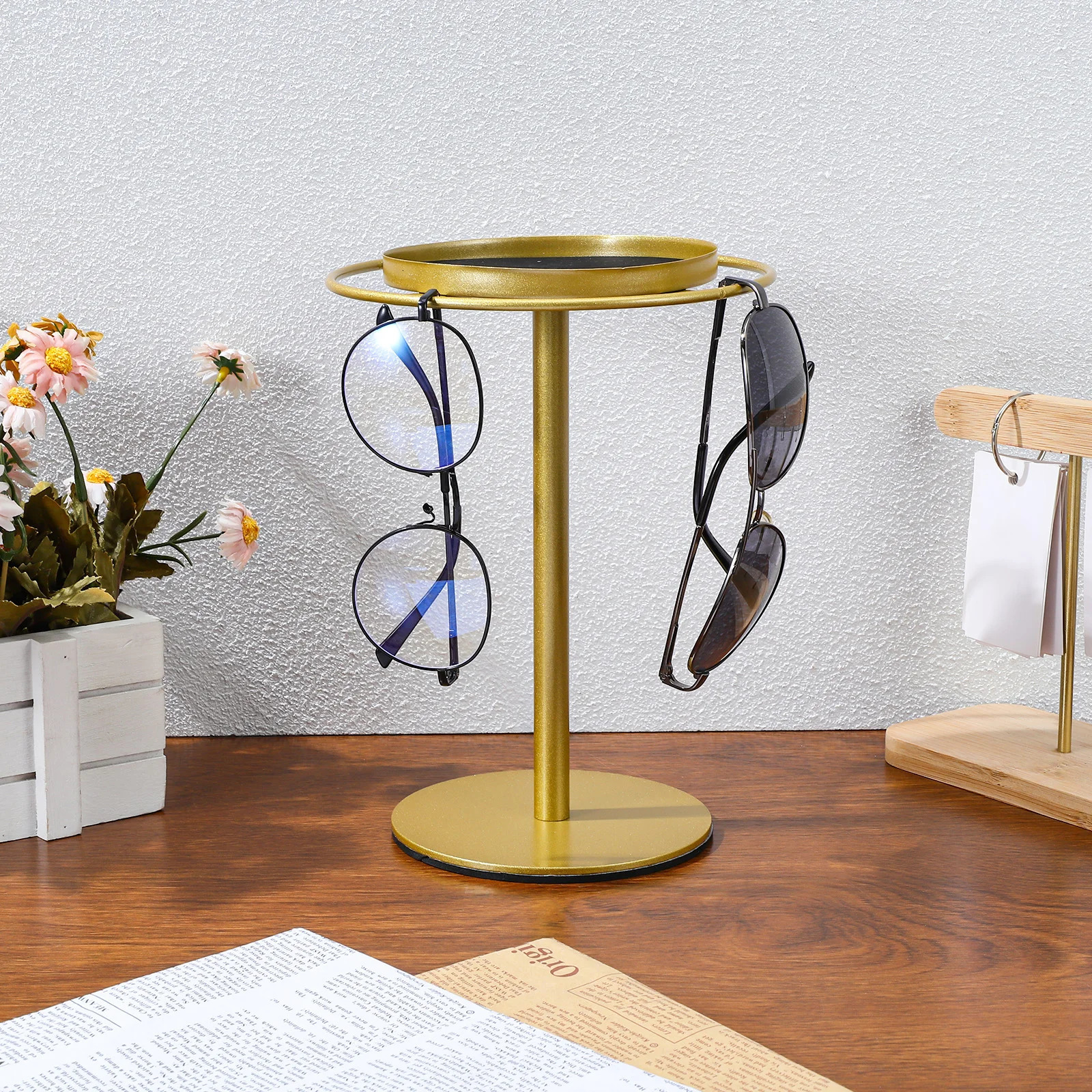 Glasses Display Stand Rotating Sunglasses Display Holder Eyeglasses Rack With Storage Tray Tabletop Eyewear Organizer 250716