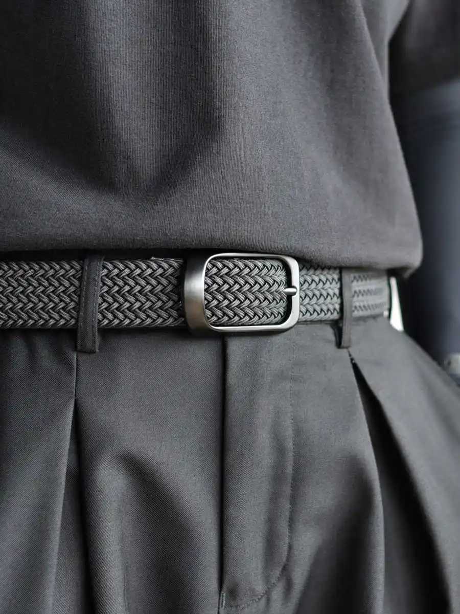 Woven Belt Mens Fashionable Belt for Young Adults Casual Multifunctional Canvas Pants Belt with Elastic Golf Studs Fabric Lea W250717