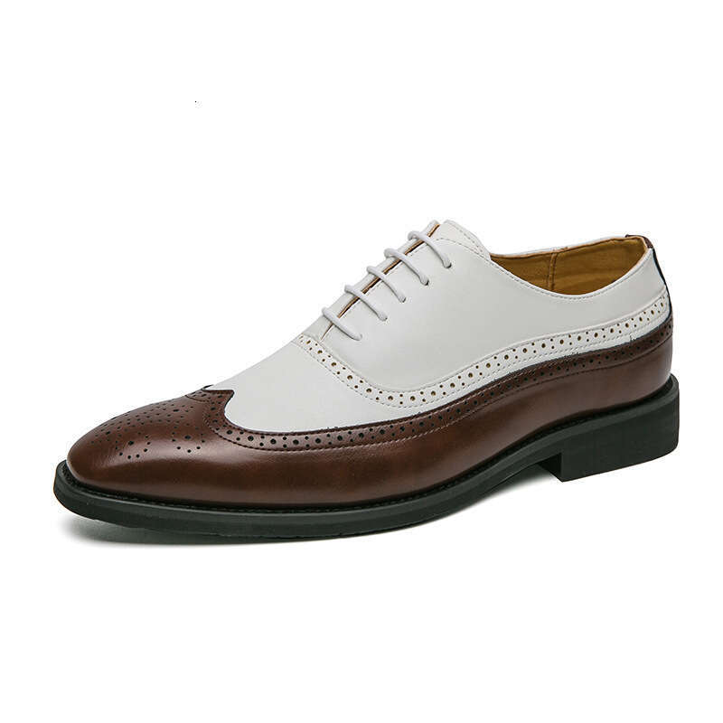 Kebuluo Square Toe Leather Double Color Matching Men's Large Size Business Formal Casual Shoes