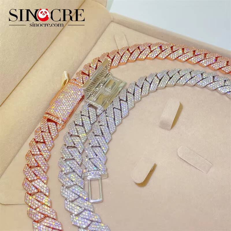 High Quality 15Mm18Inches Cuban Vvs Moissanite Necklace Moissanite Cuban Chain Mossan Hip Hop Necklace