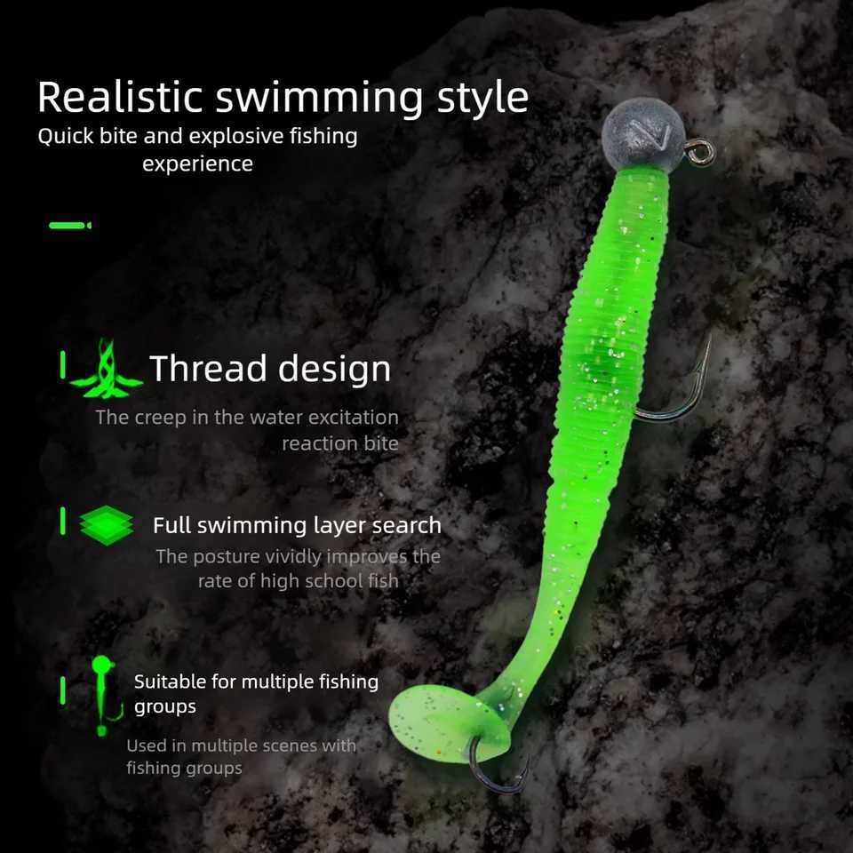 5Pcs Softbait Lure with Jig 3~10g PaddLE Tail Soft Plastic Lure Z250717