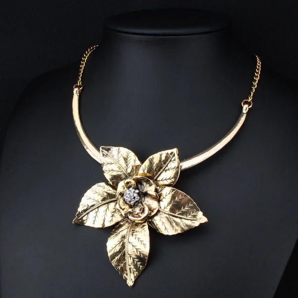 Fashion Long Vintage Jewelry Antique Big Flower Pendant Necklace Statement Choker Necklace Pendants For Women XLL173 250716