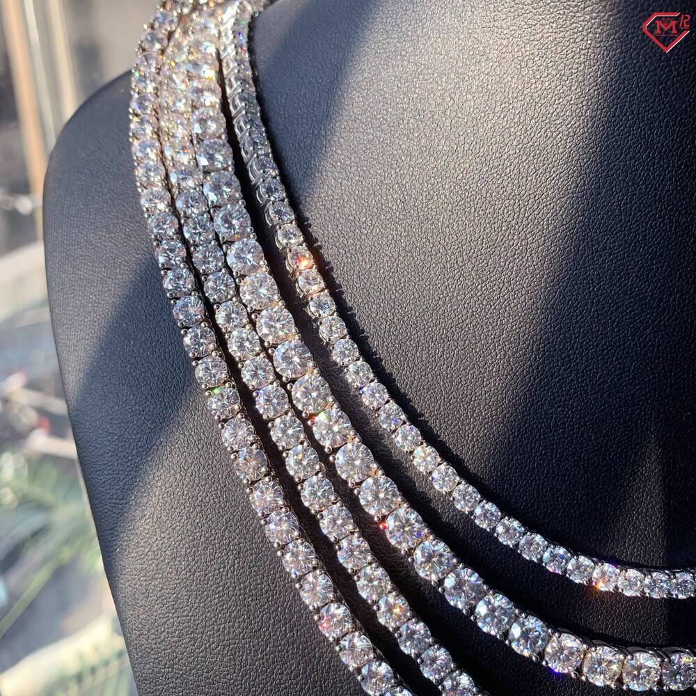 In Stock Tennis Chain 925 Sterling Silver 3mm 4mm 5mm Pass Diamond Tester Iced Out Vvs Moissanite Tennis Chain