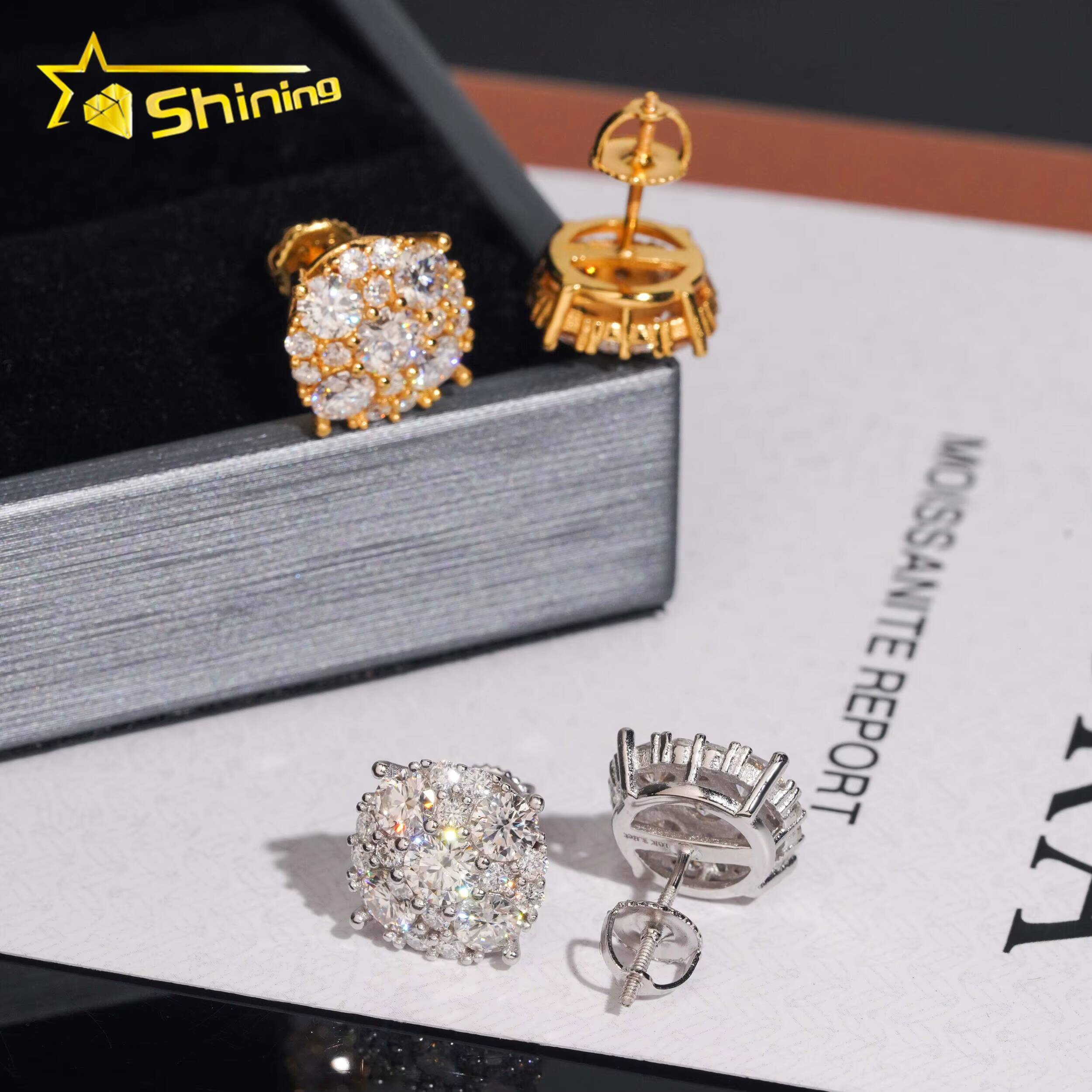 Hot Sale Pass Diamond Tester D VVS Moissanite Diamond Earrings Screw Back 925 Silver Hip Hop Stud Earring for Men and Women