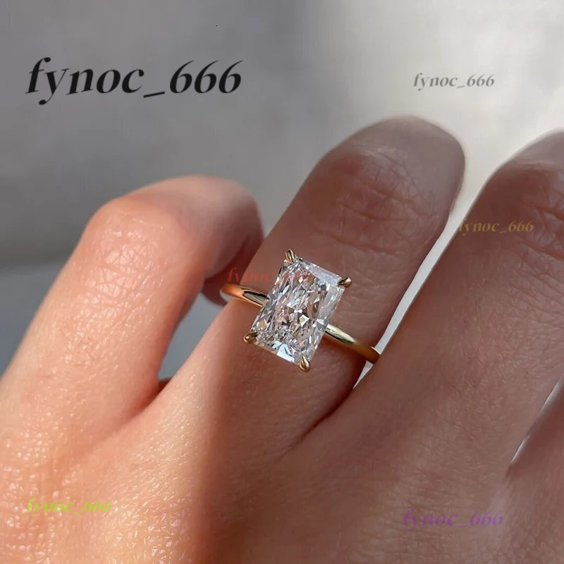 Minimalist 1-3ct Radiant Cut Moissanite Ring 925 Sterling Silver Engagement Solitaire Rings for Women Gold Plated Handmade Gifts