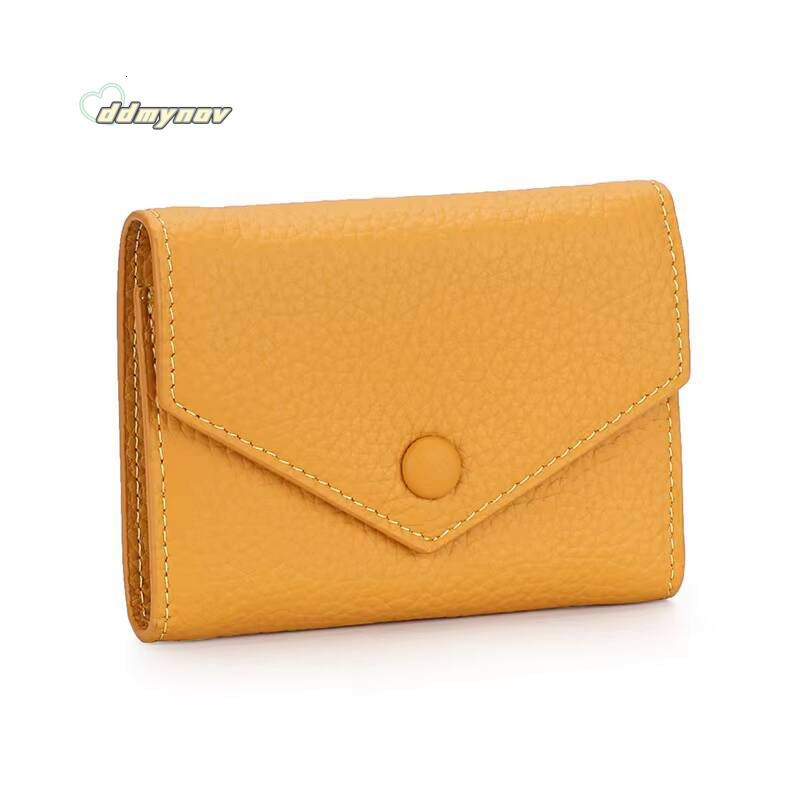 Free Custom Genuine Leather Womens Foldable Cowhide Short Fashion Envelope Triple Fold Purse Wallet ddmynov